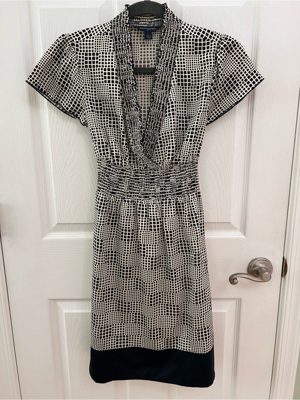 Banana Republic Black and White Geo-Print Midi Dress